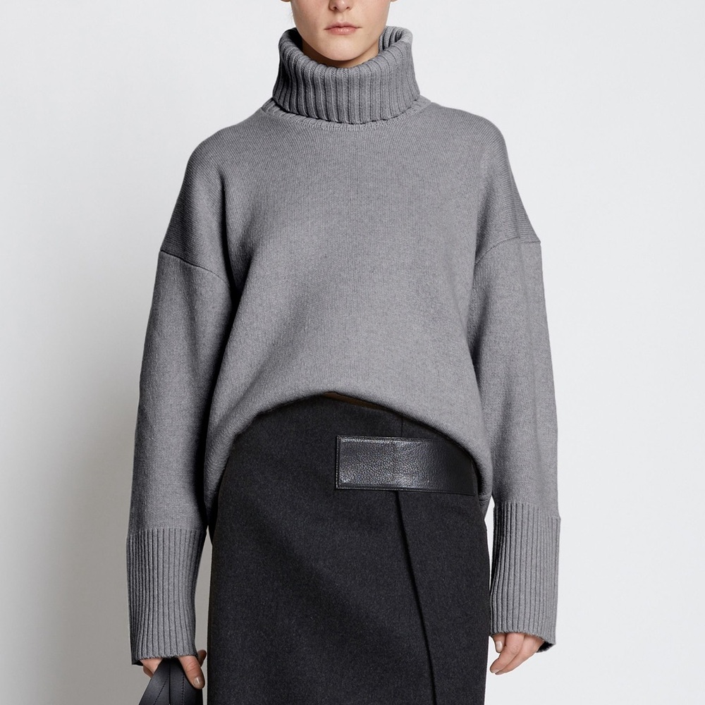 Proenza Schouler Cashmere Oversized Gray Turtleneck Sweater – Size Small NWT